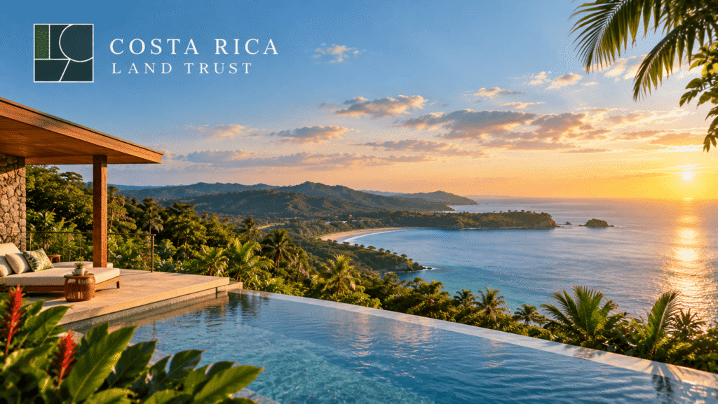 Aerial view of the Nicoya Peninsula coastline, Costa Rica Luxury titled land for sale Post